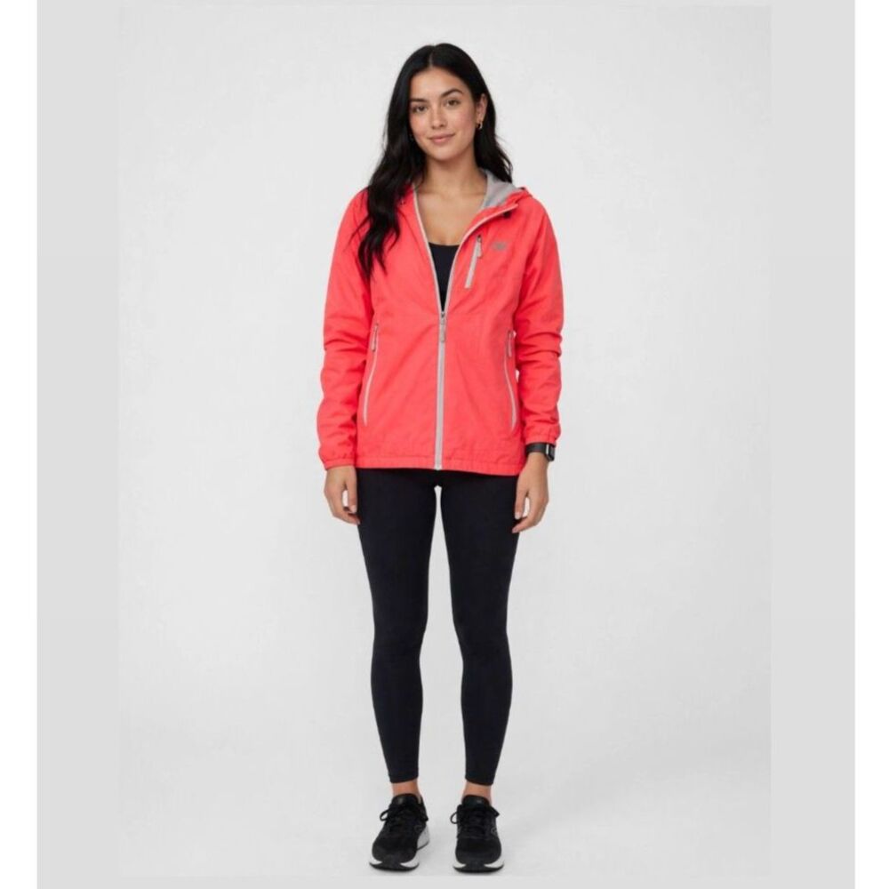 New Balance Neon Pink Coral Hooded Running Windbreaker Jacket